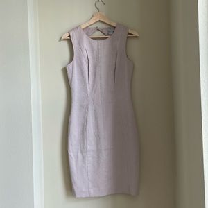 H&M Cream Fitted Cutout Back Jacquard Office Dress